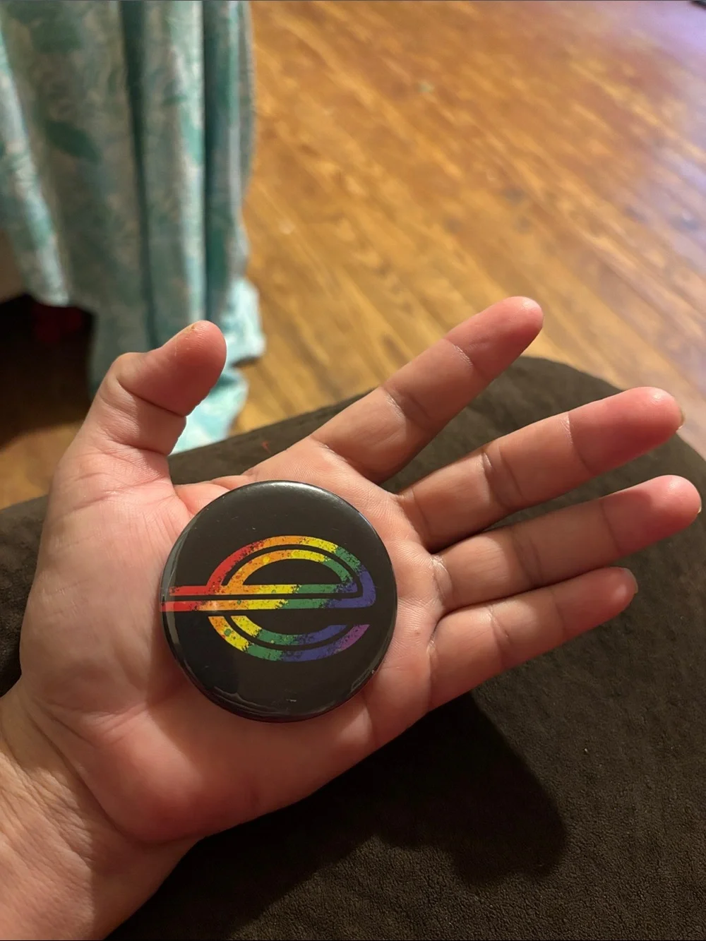 Rainbow Circle Emblem Brooch Pin - Multi